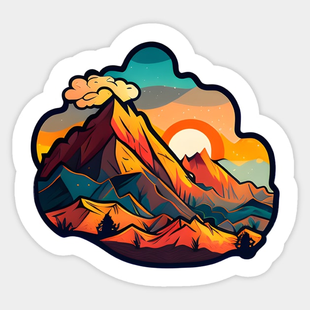 Sunset Mountain Sticker #4 Sticker by Walford-Designs